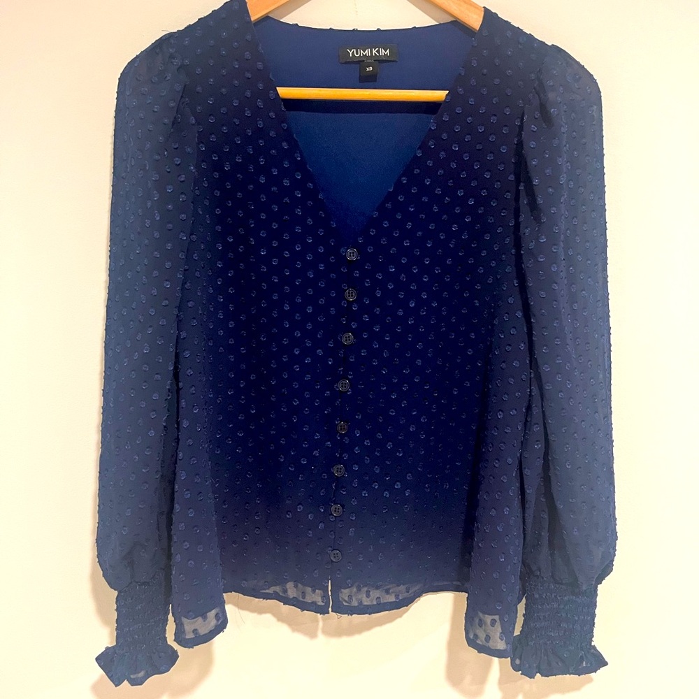 Yumi Kim Navy Textured Blouse